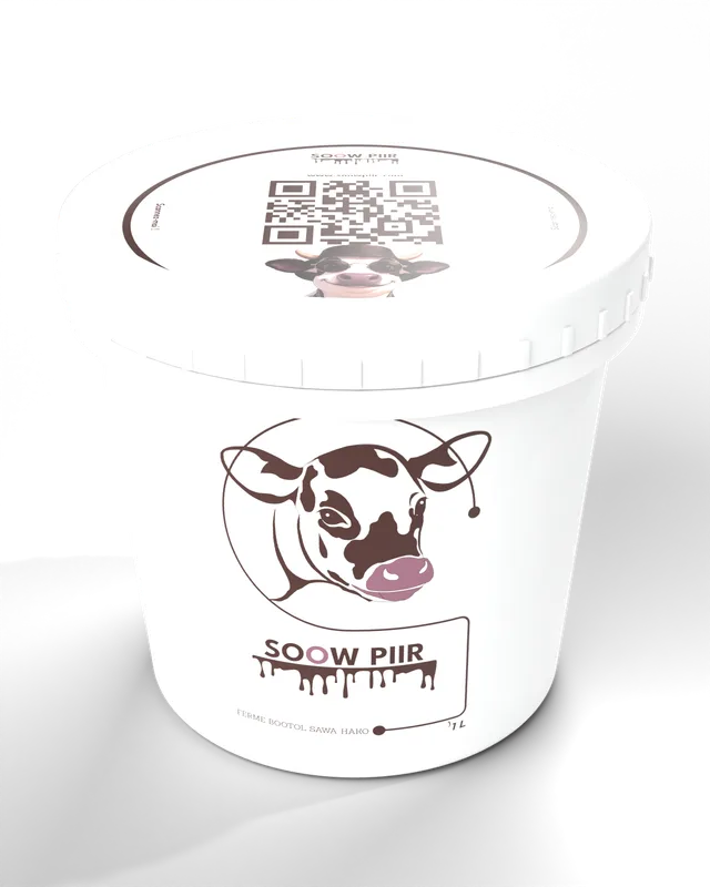 Soow Piir — Lait caillé nature — pot 1 L, vue 360°